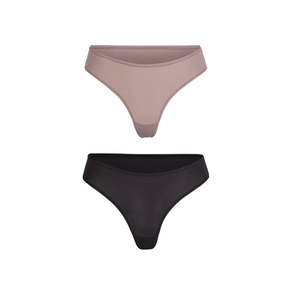 SKIMS Fits Everybody Thong Bundle of 2 (Onyx & Umber) Size Medium NWT